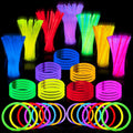 JOYIN 100 Pcs 8" Glow sticks Bulk Party Pack, Neon Glow in the Dark Party Supplies, Light Up Necklaces and Bracelets with Connectors for Halloween, Football, Birthday Decorations