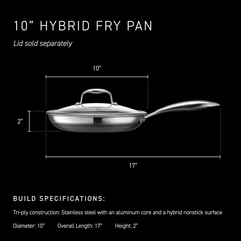 HexClad 10" Hybrid Nonstick Frying Pan, Dishwasher & Induction Safe