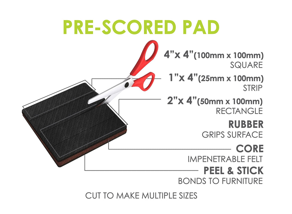 Slipstick GorillaPads CB147 Non Slip Furniture Pads/Gripper Feet (Set of 16) Self Adhesive Rubber Floor Protectors, 1 inch Round, Black