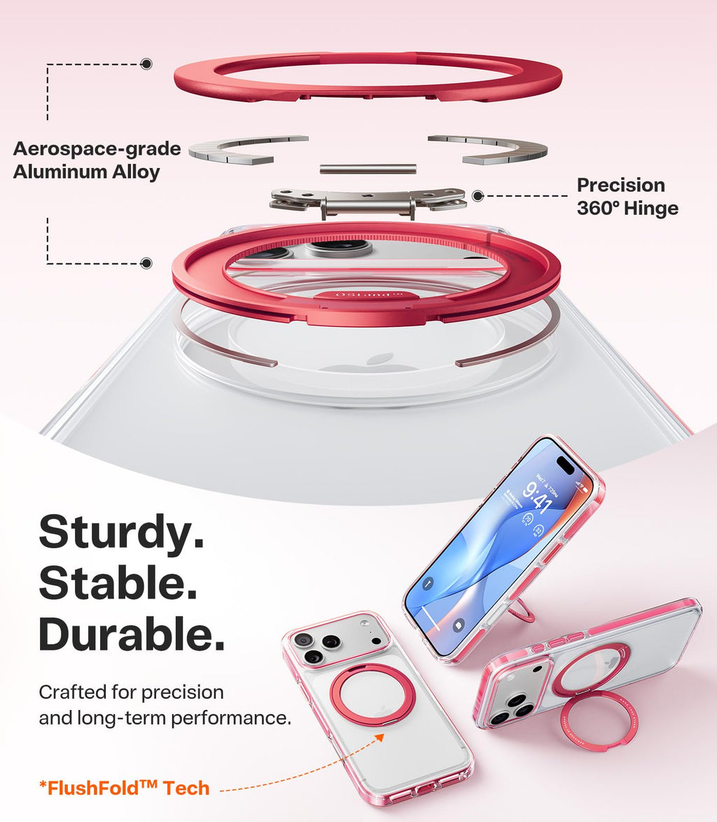 TORRAS 360 Magnetic Stand for iPhone 17 Pro Max Case, Clear