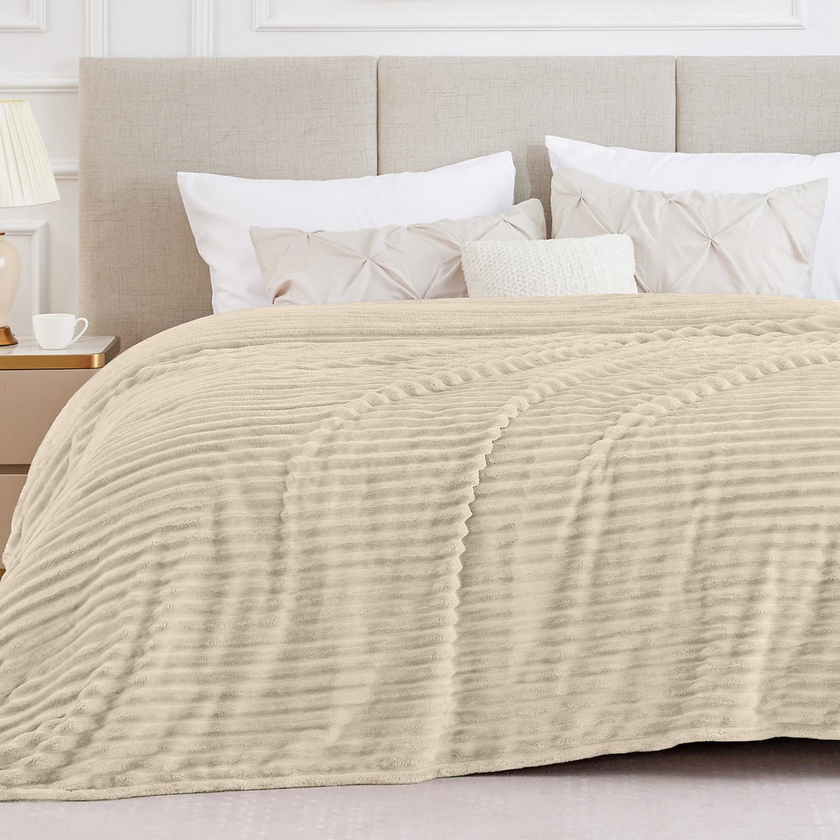 BEDELITE Ribbed Full Size Blanket for Bed, Olive Green, 84"x90"