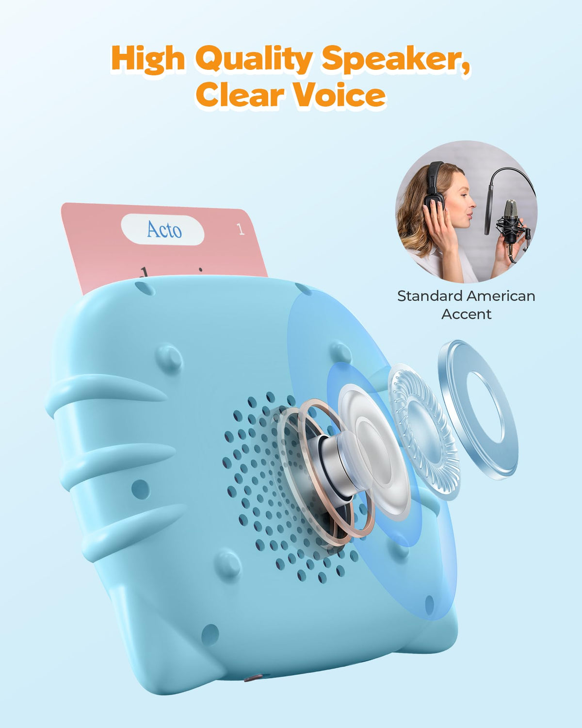 Airbition Talking Flash Cards for Toddlers Ages 1‑4,224 Words English Blue