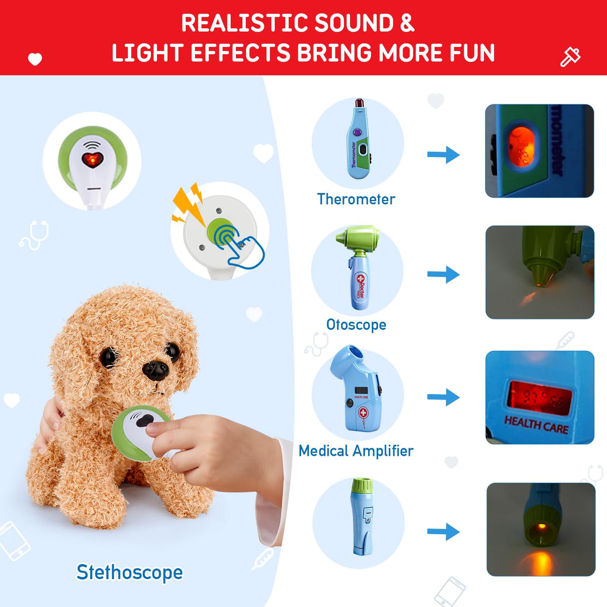Meland Doctor Kit with Puppy for Girls, Pretend Play Toy Gift for Ages 3–6