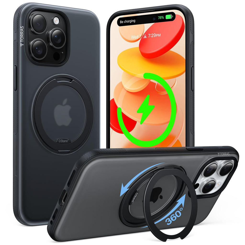 TORRAS 360 Magnetic Stand for iPhone 17 Pro Max Case, Clear