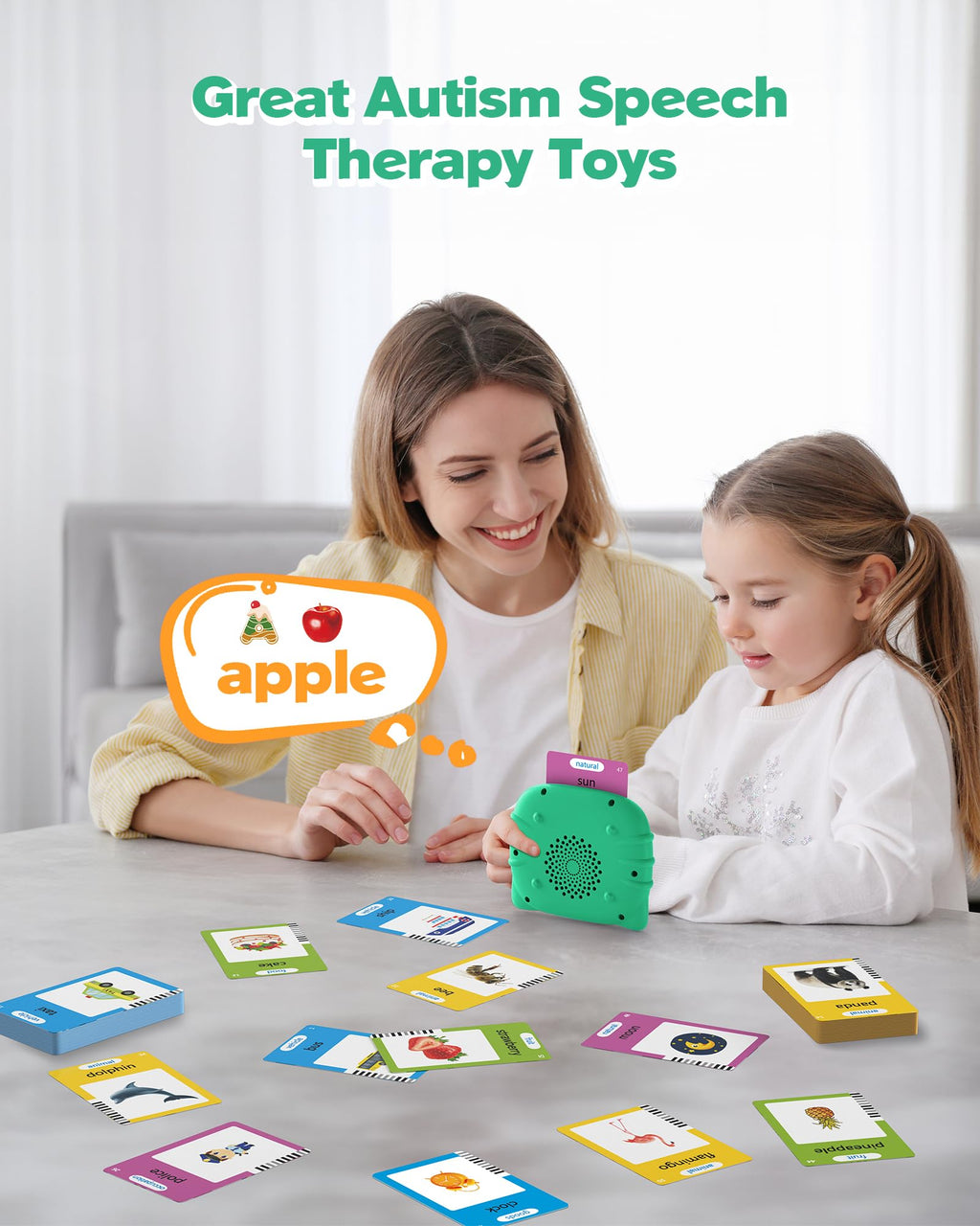 Airbition Talking Flash Cards for Toddlers Ages 1‑4,224 Words English Blue