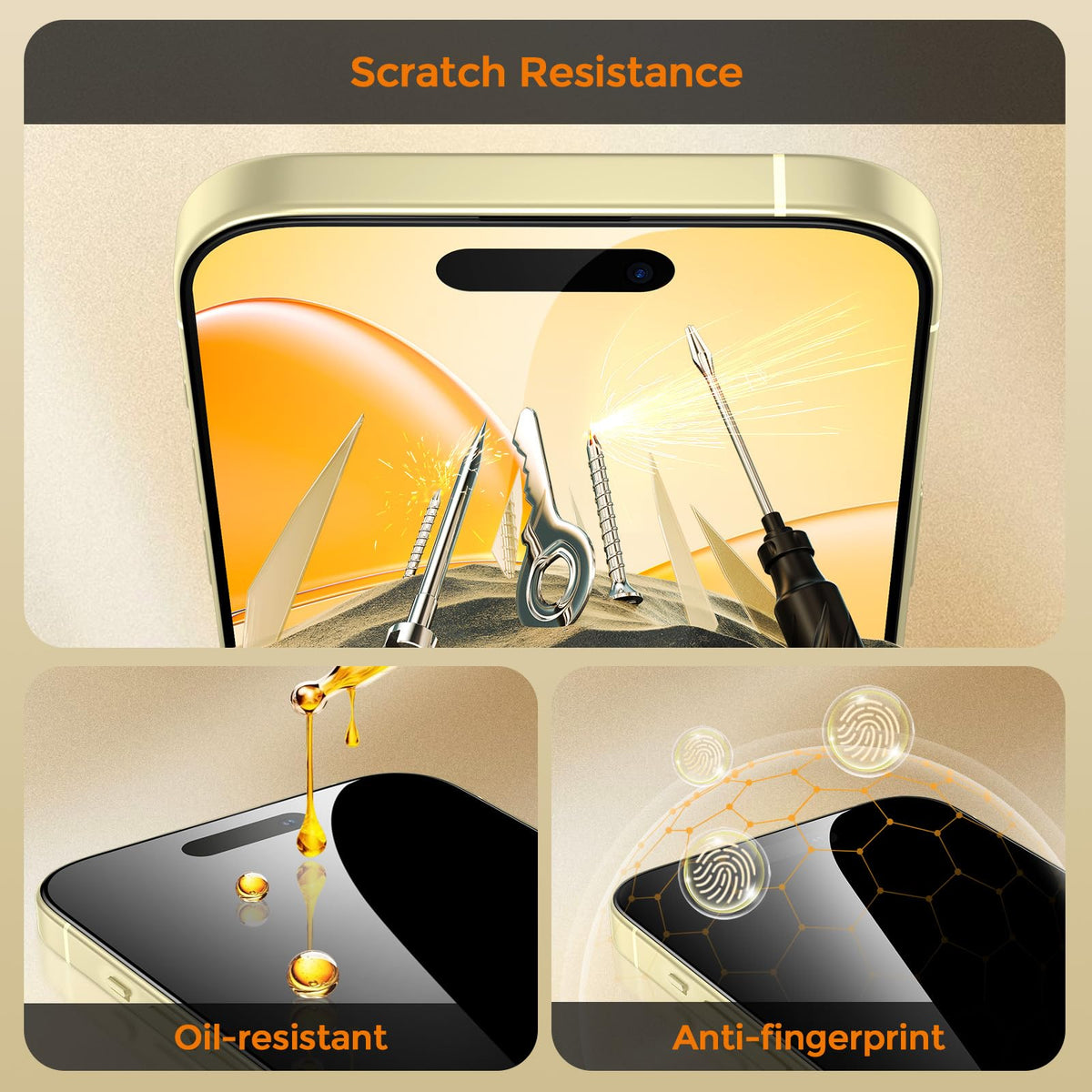 UNBREAKcable Privacy Screen Protector for iPhone 16 Pro Max, Full Coverage