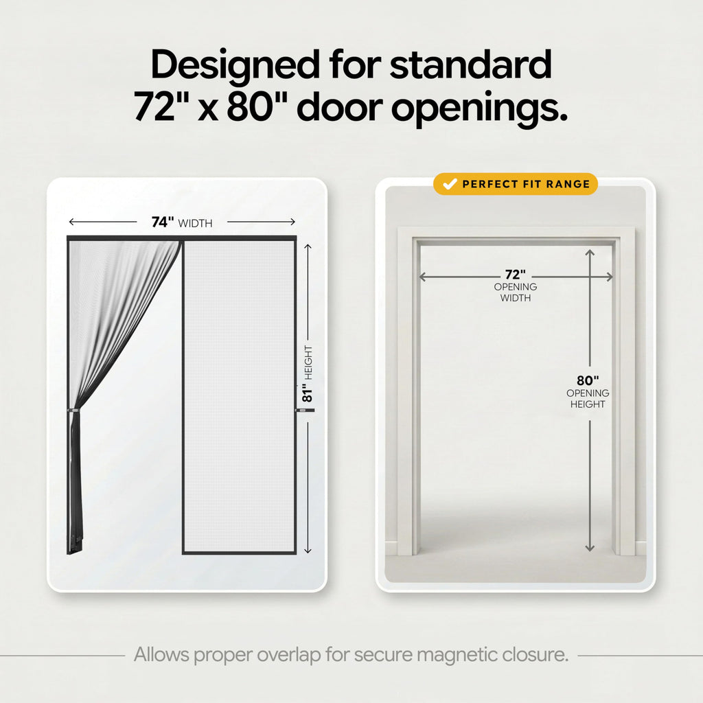 AUGO Magnetic Screen Door - Self Sealing, Heavy Duty, Hands Free Mesh Partition Keeps Bugs Out - Pet and Kid Friendly - Patent Pending Keep Open Feature - 38 Inch x 83 Inch