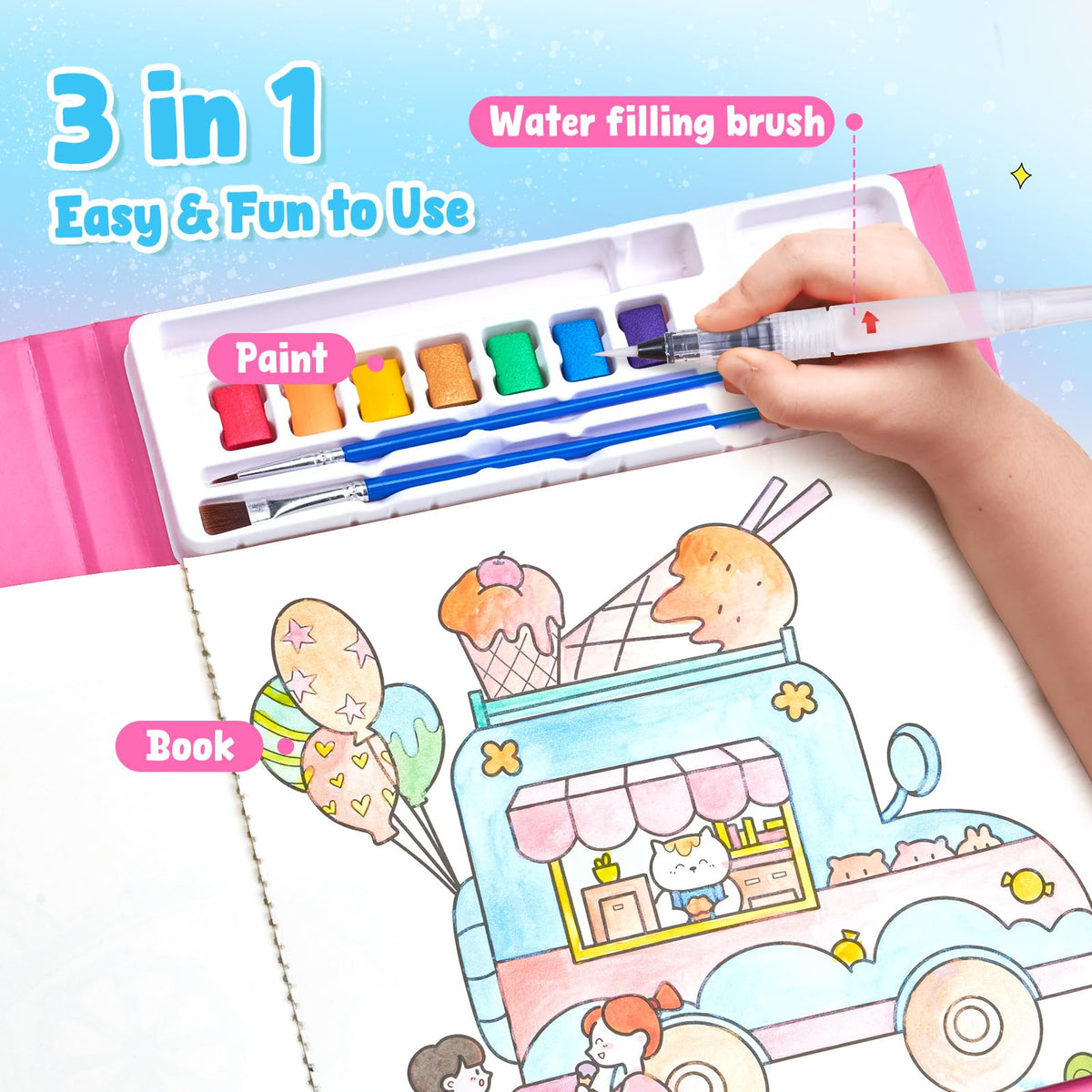JoyCat Paint with Water Coloring Books for Toddlers (Magical Pony)