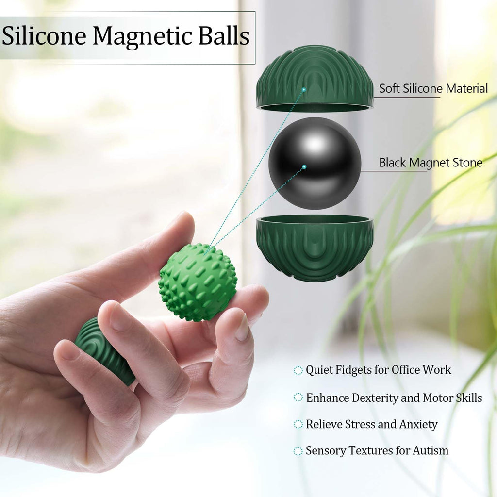 luckdoor Silicone Magnetic Balls Fidget Toys for Adults & Teens,8PCS Stress Relief Sensory Toys for Autism ADHD Anxiety,Fun Textures Gadgets,Office Desk Toy,Stocking Stuffers for Men Women Teen Gifts