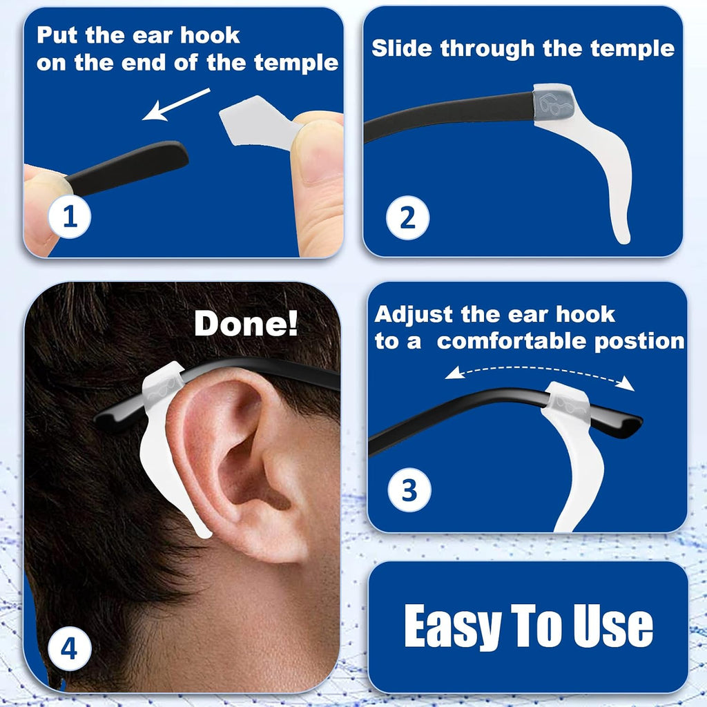SMARTTOP Eyeglass Ear Grips -20 Pairs eye glasses ear grippers Anti-slip Holder, Silicone Ear Hook, eyeglasses ear grip Sleeve Retainer for Sports Glasses, Sunglasses Reading Glasses