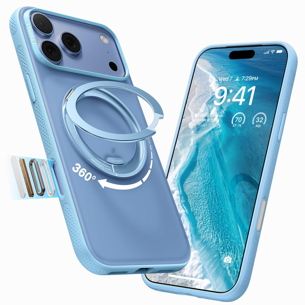 TORRAS 360 Magnetic Stand for iPhone 17 Pro Max Case, Clear