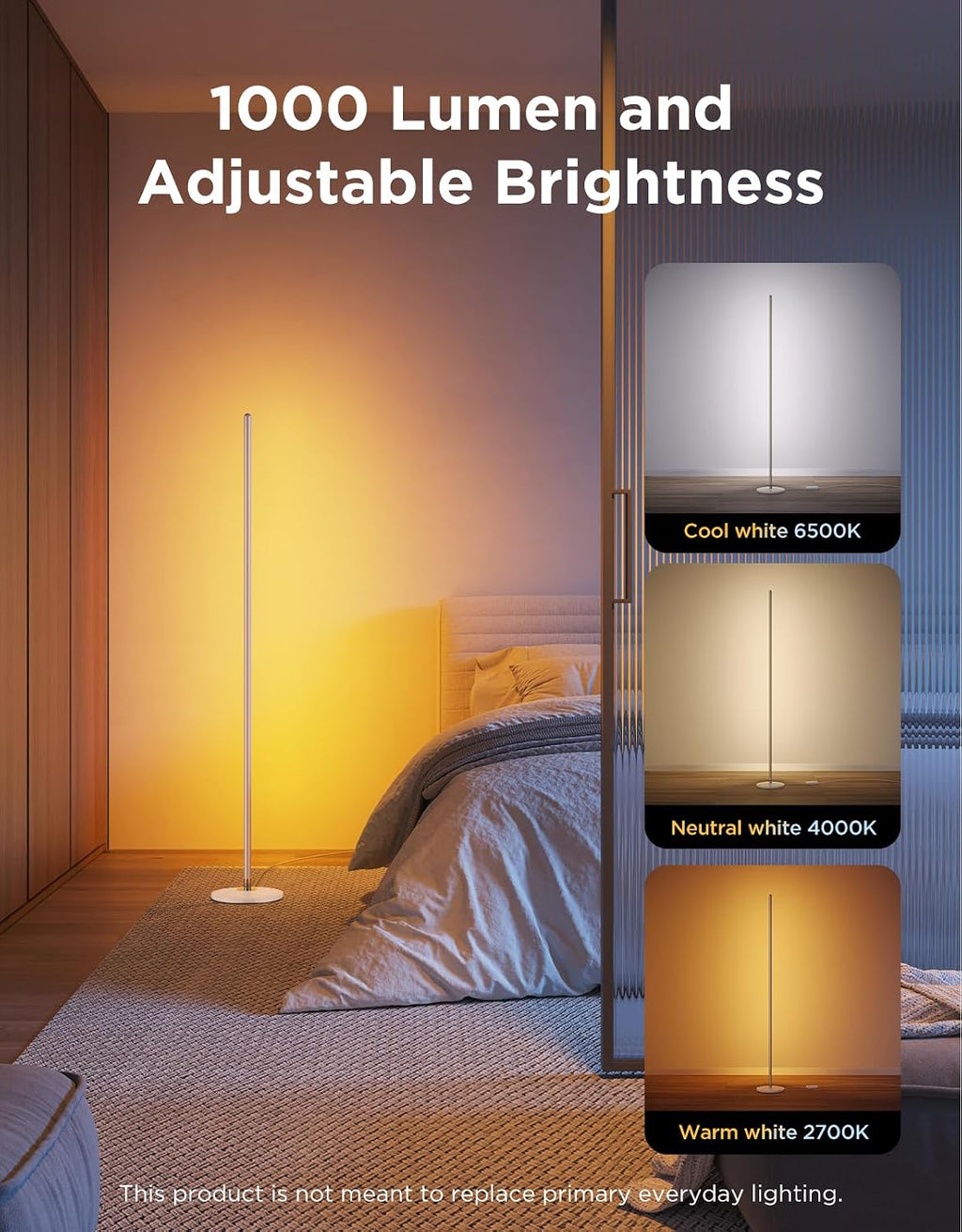 Govee RGBIC Floor Lamp Basic, 1000lm LED Corner Lamp, Champagne
