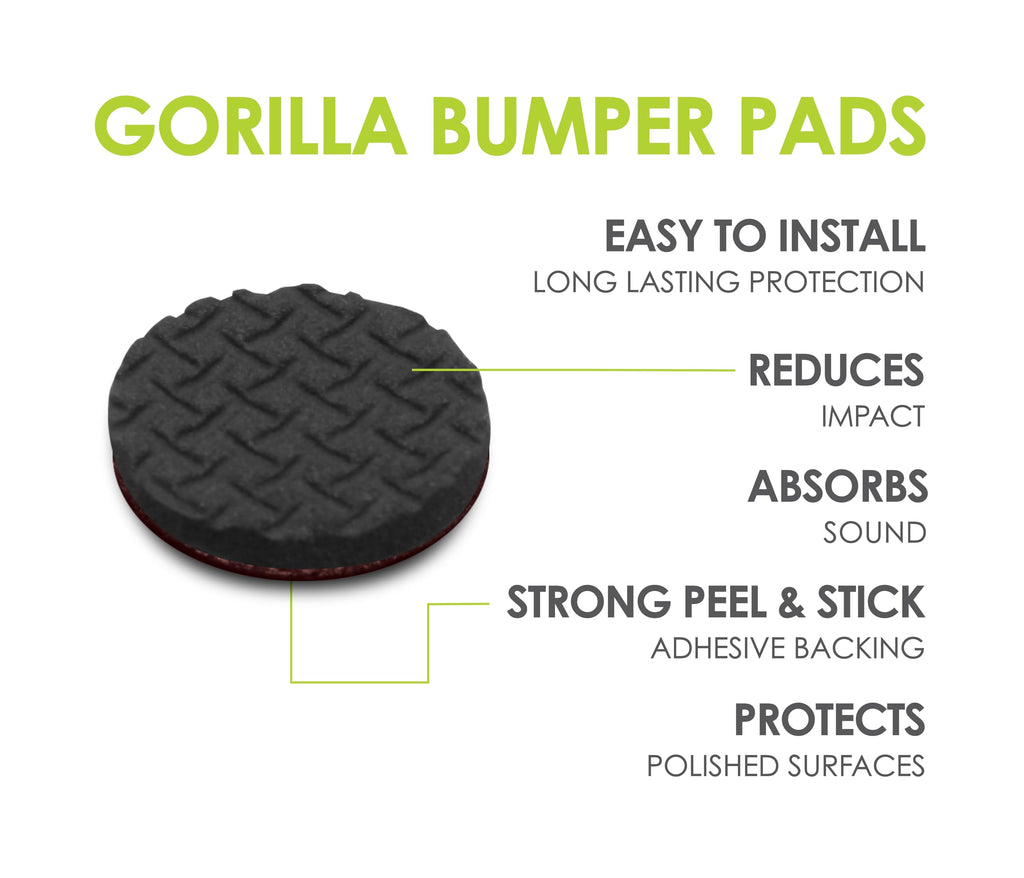 Slipstick GorillaPads CB147 Non Slip Furniture Pads/Gripper Feet (Set of 16) Self Adhesive Rubber Floor Protectors, 1 inch Round, Black