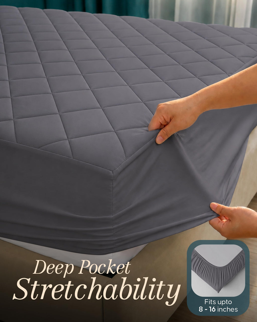 Twin Mattress Pad, Quilted Mattress Protector Topper fits 16" Deep Pocket