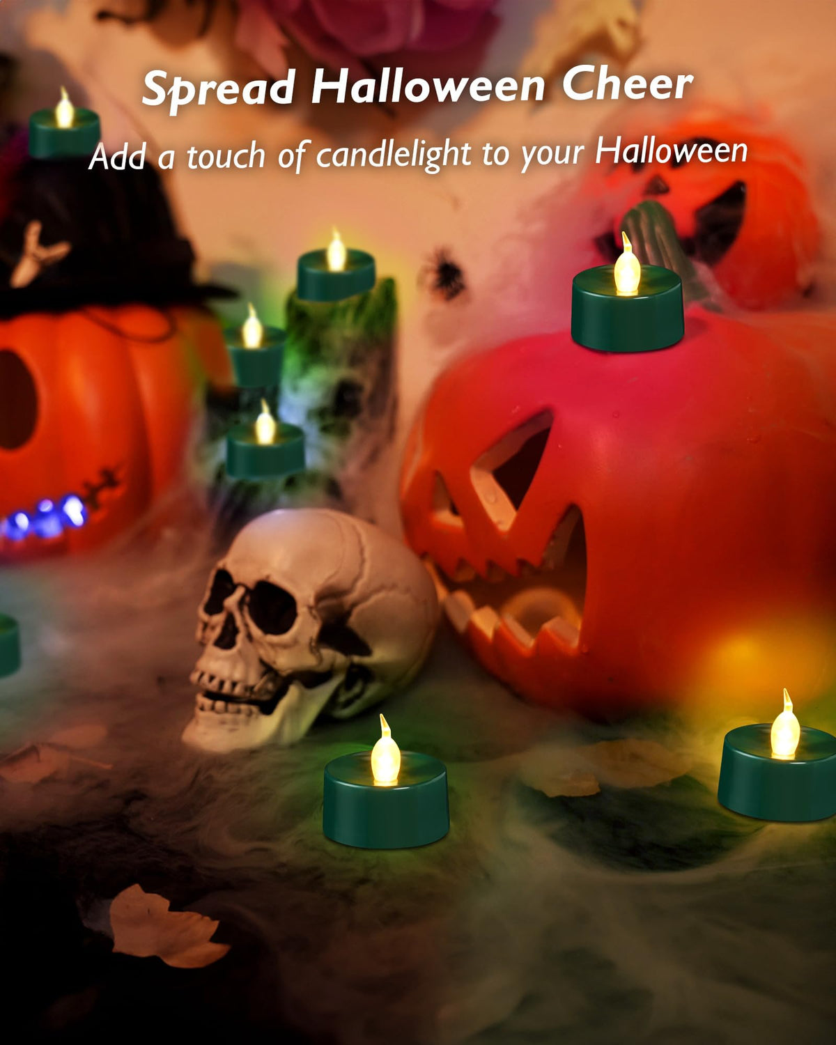 merrynights LED Candles, Tea Lights Candles Battery Operated Bulk, 24-Pack Long-Lasting 200 Hours Flameless Tealight Candles, Realistic Tea Lights for Halloween Christmas Wedding, 1.5'' D X 1.25'' H