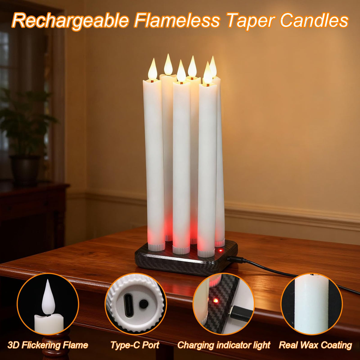 GenSwin 10.8" Flameless Floating Candles Wand Halloween Decorations