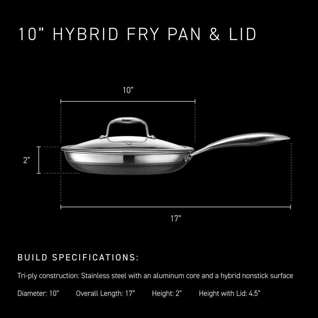 HexClad 10" Hybrid Nonstick Frying Pan, Dishwasher & Induction Safe