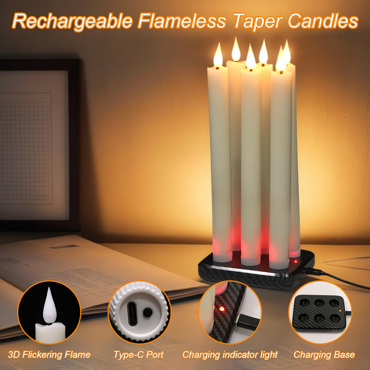 GenSwin 10.8" Flameless Floating Candles Wand Halloween Decorations