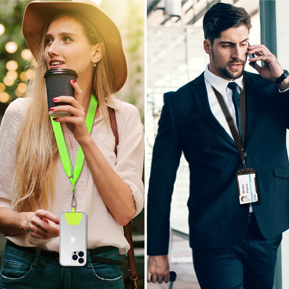 CACOE Phone Lanyard, Black+Gray, 2 Pack