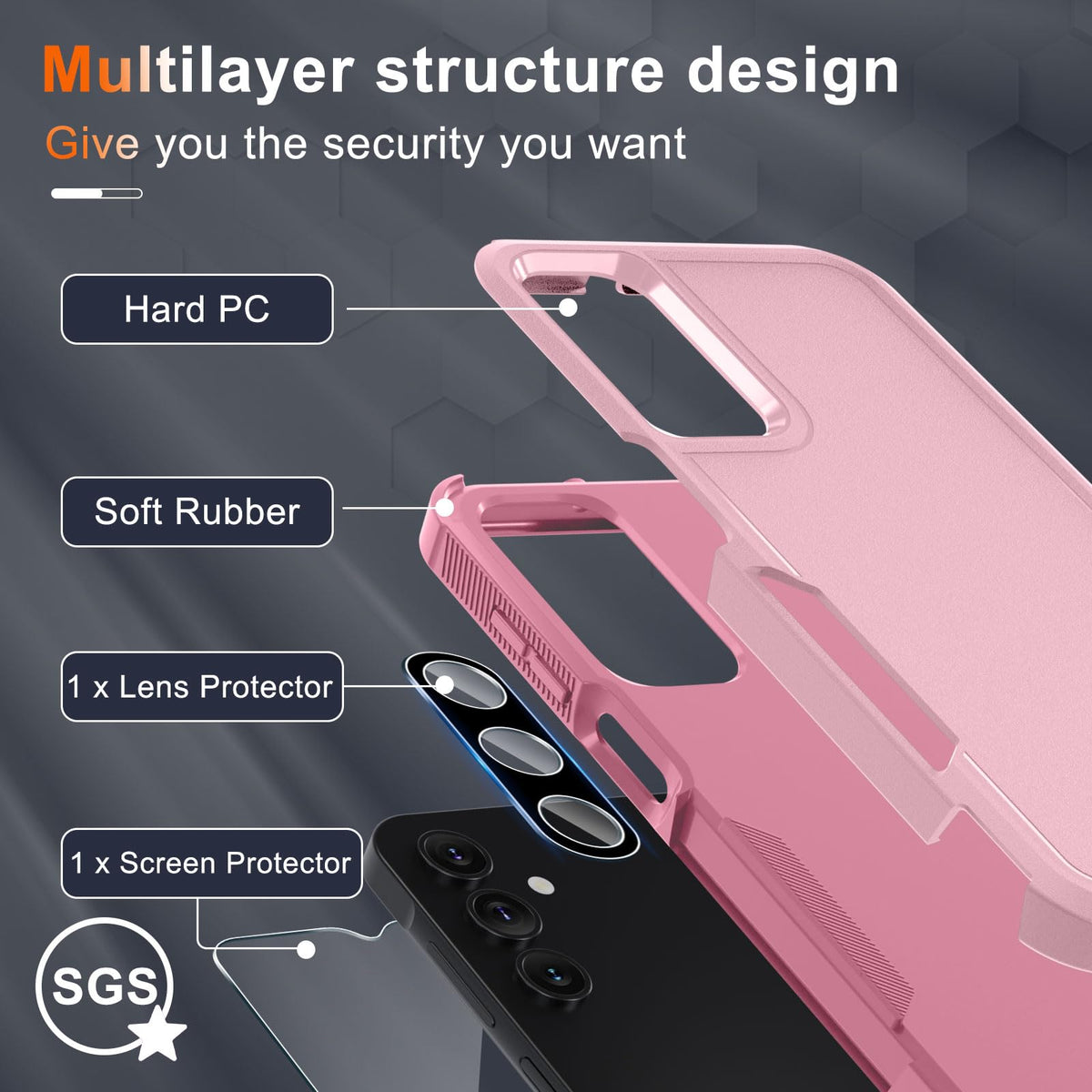 Case for Samsung Galaxy A36/A56/A27,Full Body Heavy Duty Cover,Black Matte