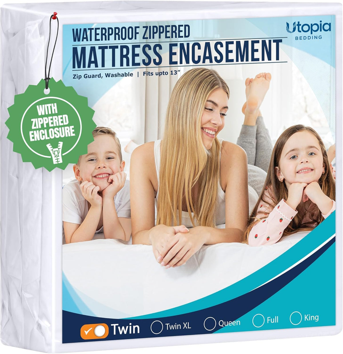 Utopia Bedding Twin Size Mattress Protector Zippered, 100% Waterproof