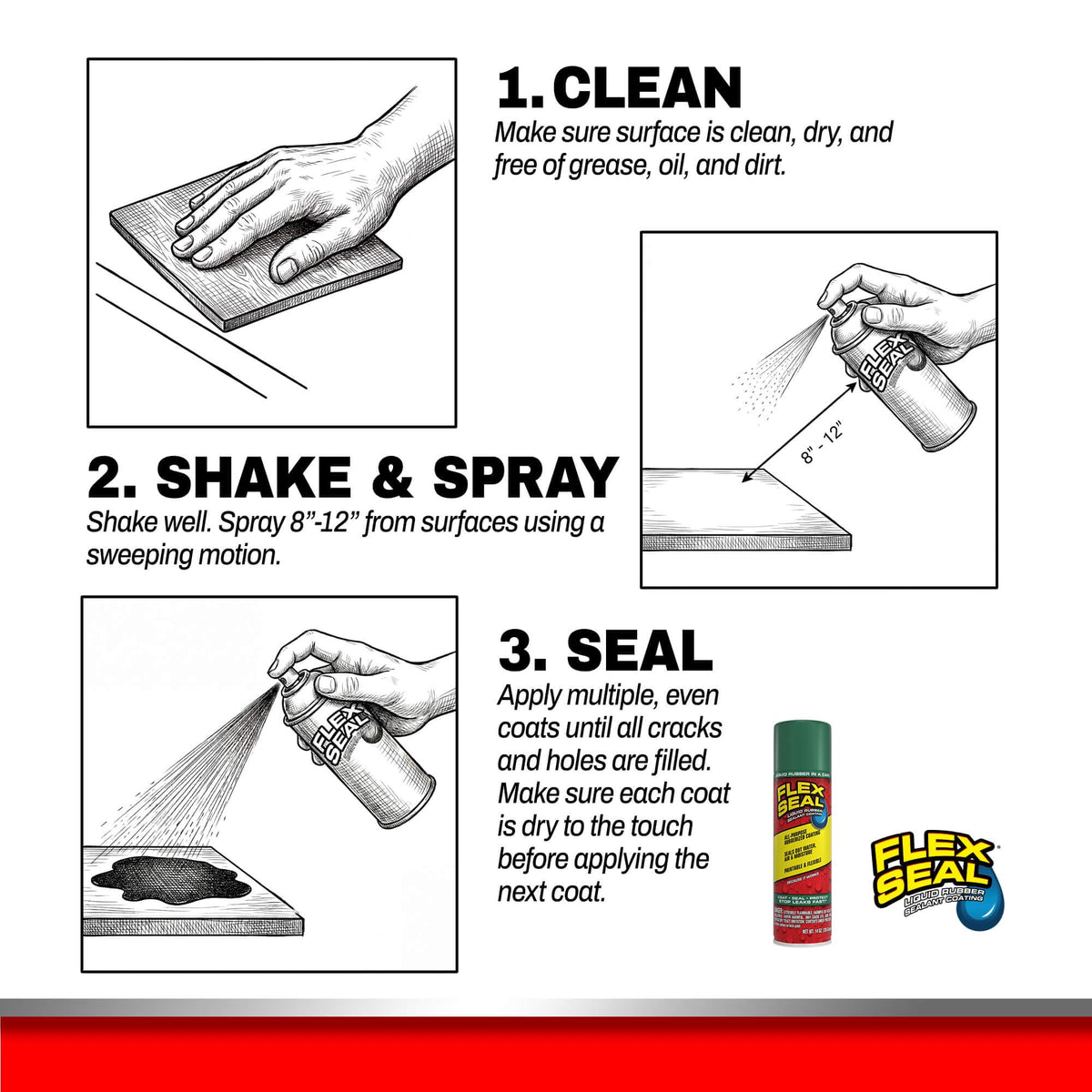 Flex Seal Spray Rubber Sealant Coating, Waterproof, Clear, 17 oz, 2-Pack