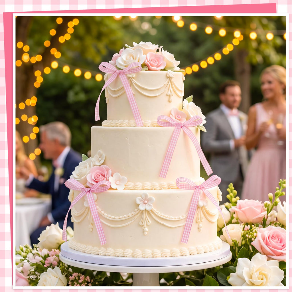 30 Pack Bow Cake Toppers Pink Ribbon Bows for Cake Back to School Decor