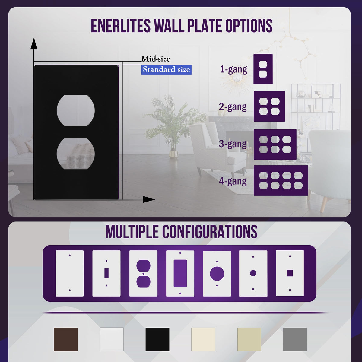 ENERLITES 10 Pack Outlet Covers Wall Plate for Duplex Receptacle, White