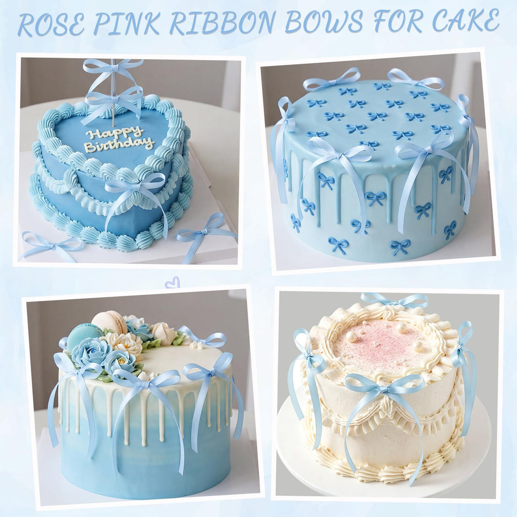 30 Pack Bow Cake Toppers Pink Ribbon Bows for Cake Back to School Decor