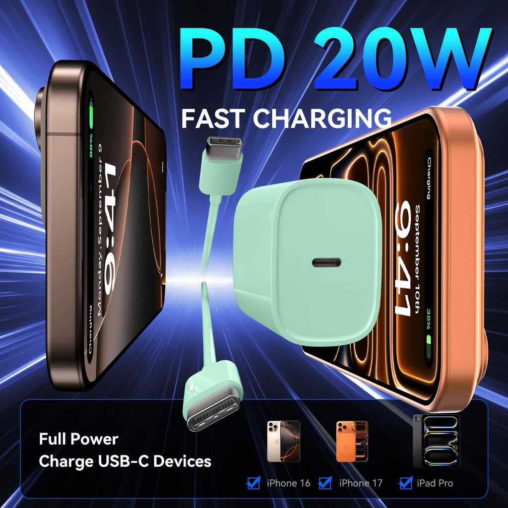 iPhone 18 17 16 Pro Max Charger Fast Charging, 20W iPhone Duo USB C Charger