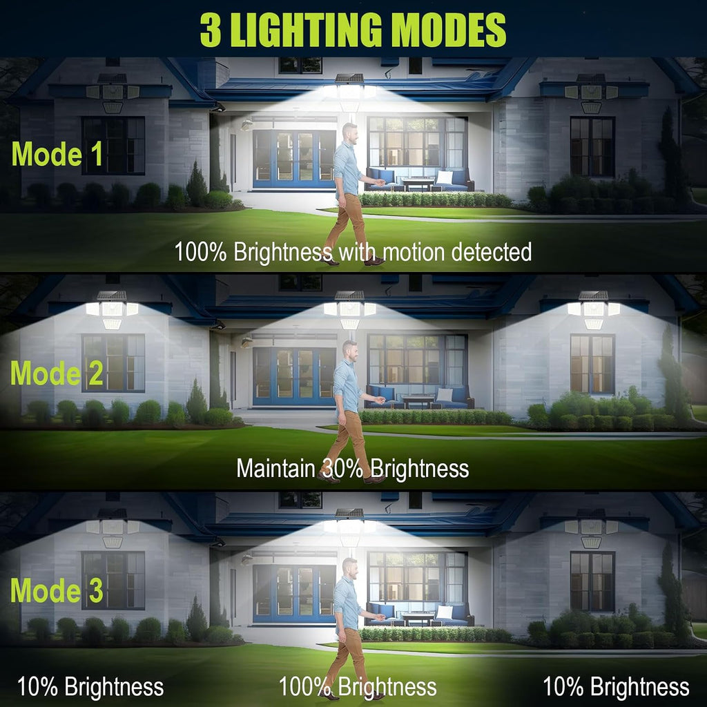 daphino 3000LM Solar Lights, Motion Sensor Outdoor Lights, 4-Head, 2 Pack