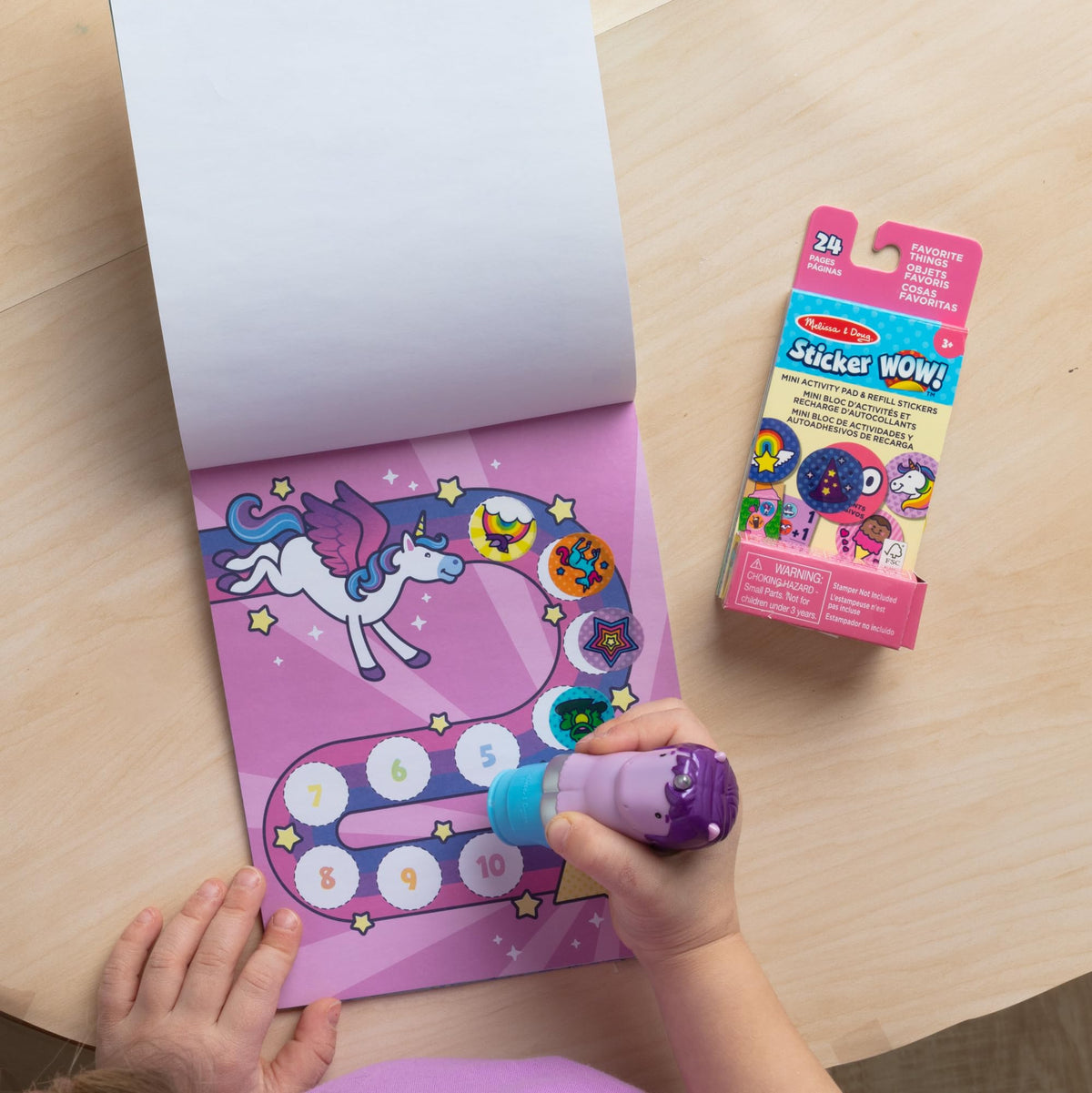 Melissa & Doug Sticker Wow!™ 24-Page Activity Pad and Sticker Stamper, 300 Stickers, Arts and Crafts Fidget Toy Collectible Character – Unicorn Creative Play Travel Toy for Girls and Boys 3+