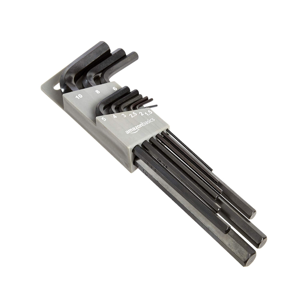 Amazon Basics 36-Piece Allen Wrench/Hex Key Set, SAE & Metric Sizes, Chrome Vanadium Steel with Long Arm, 2 Organized Storage Cases