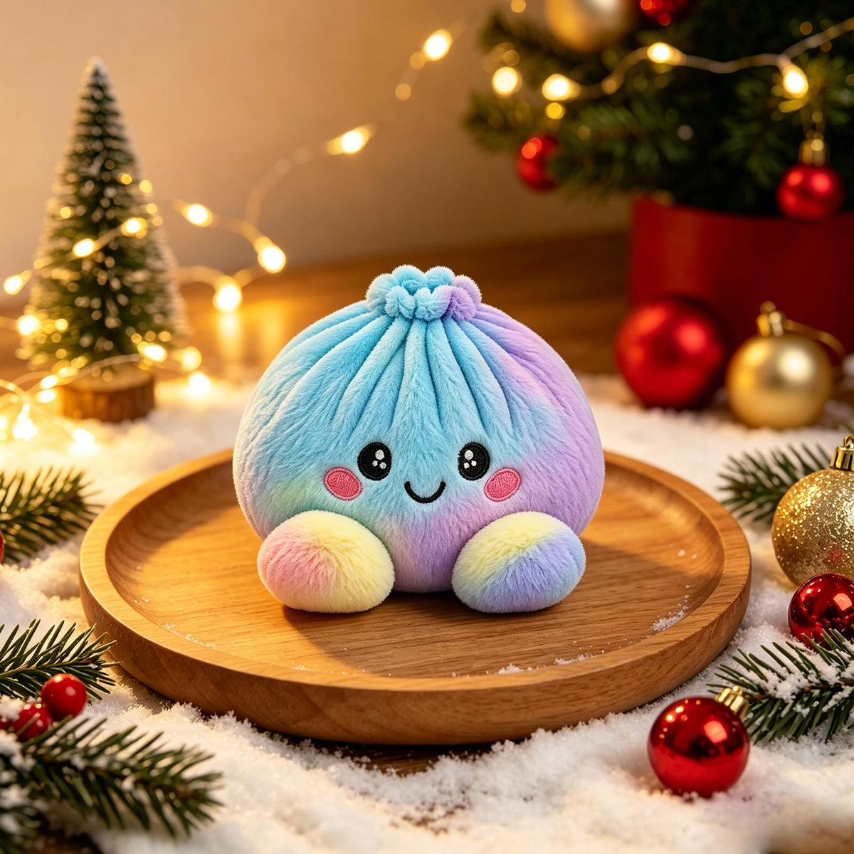 Plush Stuffed Dumpling Squishies, 3.94" Big Rainbow Squishes with Steamer