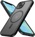 ImpactStrong Magnetic Guard Designed for iPhone 13 Case [Camera Protection] [Military Grade Drop Tested] [Compatible with MagSafe] Slim Translucent Matte Phone Case (6.1") - Black