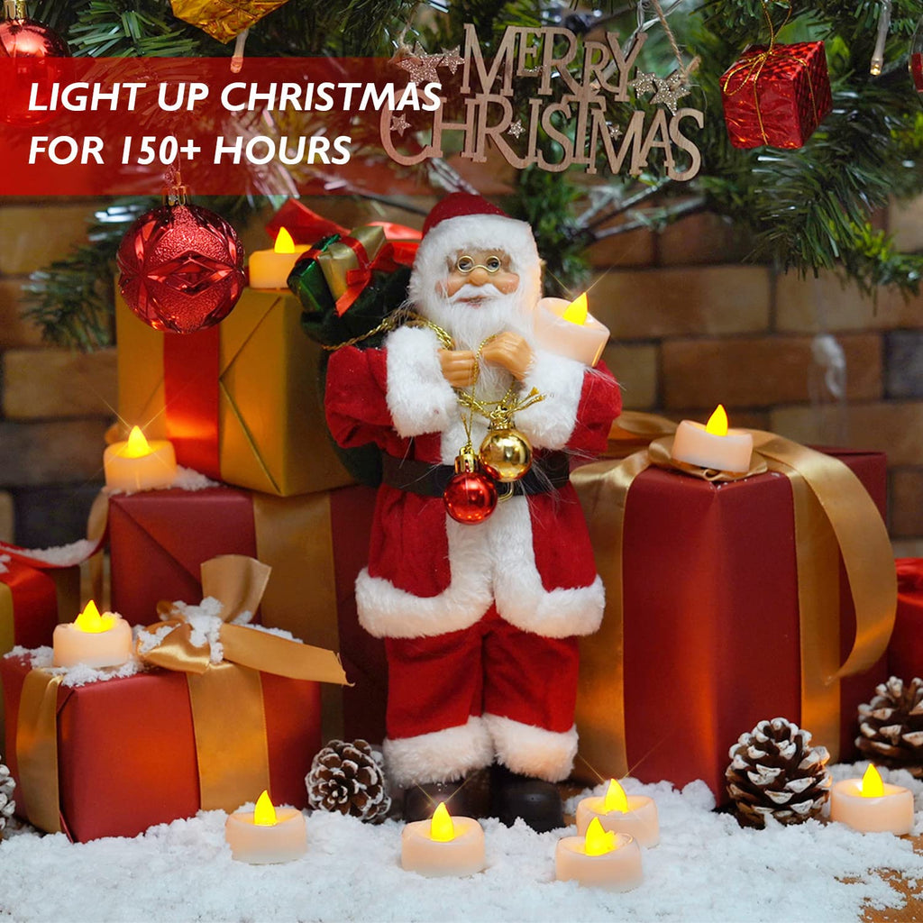 merrynights LED Candles, Tea Lights Candles Battery Operated Bulk, 24-Pack Long-Lasting 200 Hours Flameless Tealight Candles, Realistic Tea Lights for Halloween Christmas Wedding, 1.5'' D X 1.25'' H