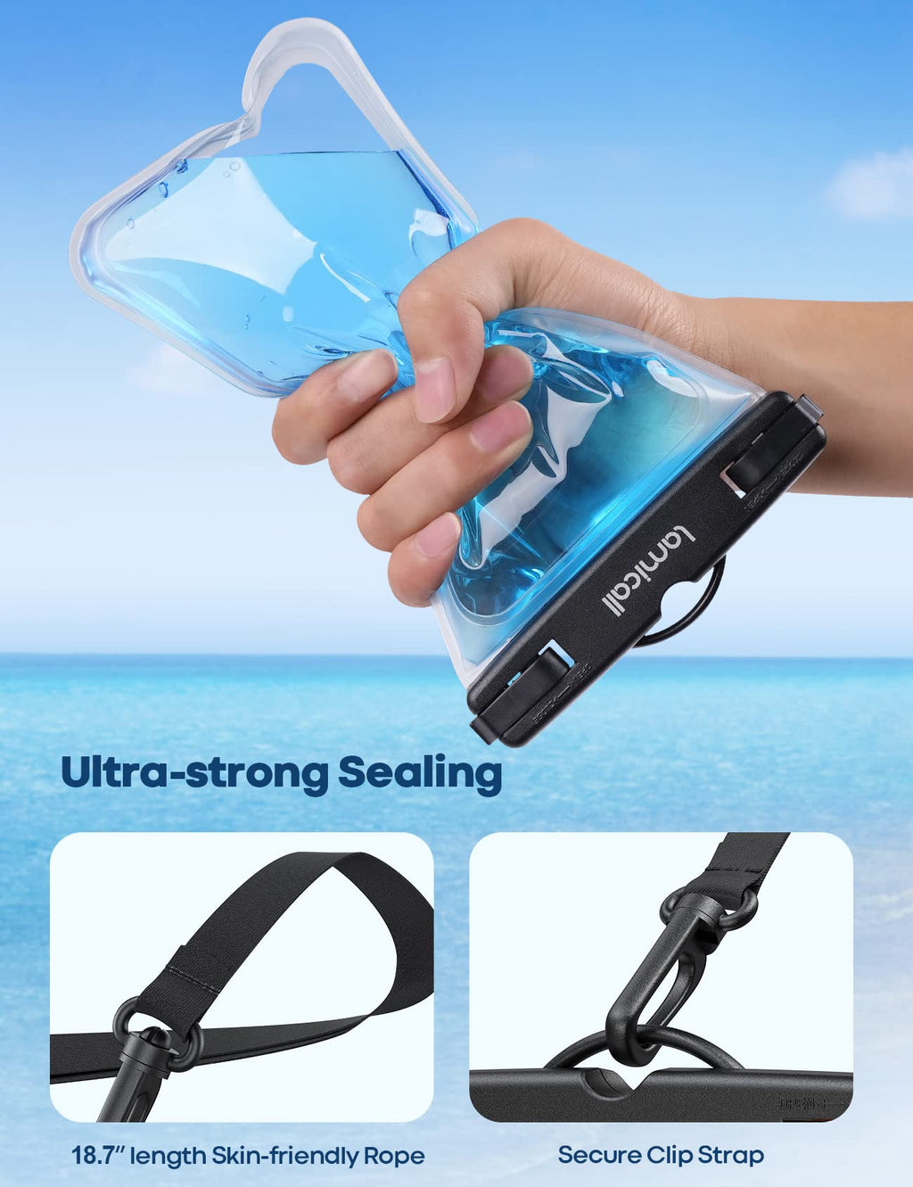 Lamicall 2Packs Waterproof Beach Bags, Vacation Essentials for Wemen Men