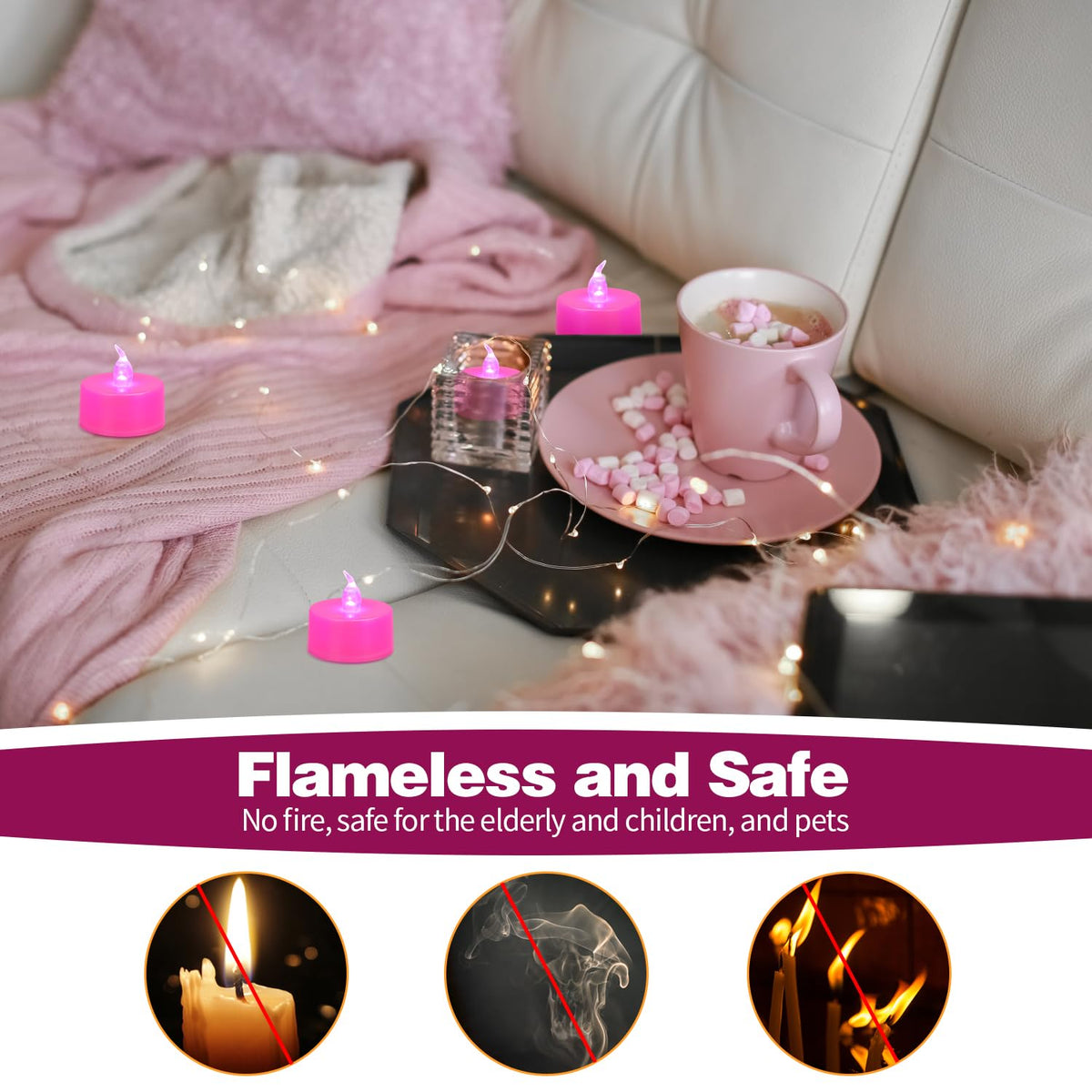 KOABY 12/24/50/100/200/400 Pack LED Tea Lights