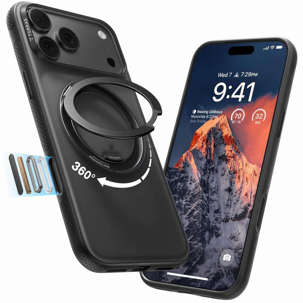 TORRAS 360 Magnetic Stand for iPhone 17 Pro Max Case, Clear