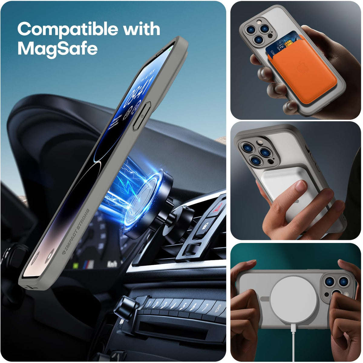 ImpactStrong Magnetic Guard Designed for iPhone 13 Case [Camera Protection] [Military Grade Drop Tested] [Compatible with MagSafe] Slim Translucent Matte Phone Case (6.1") - Black