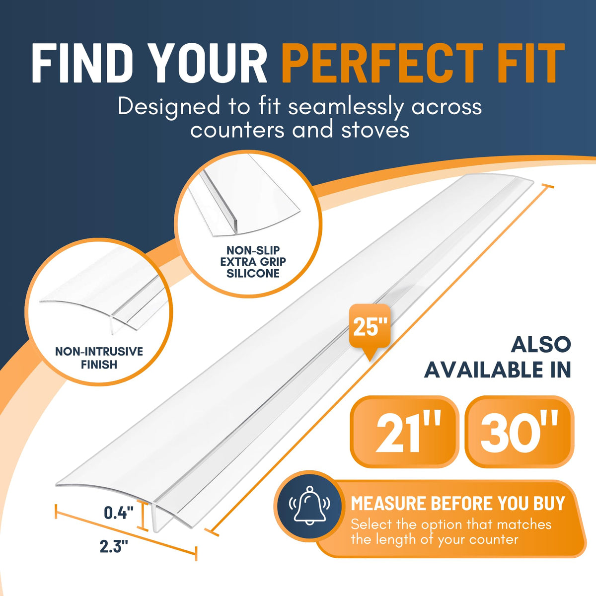Linda’s Essentials Silicone Stove Gap Covers (2 Pack), Heat Resistant Oven Gap Filler Seals Gaps Between Stovetop and Counter, Easy to Clean Stove Gap Guard (21 Inches, Black)