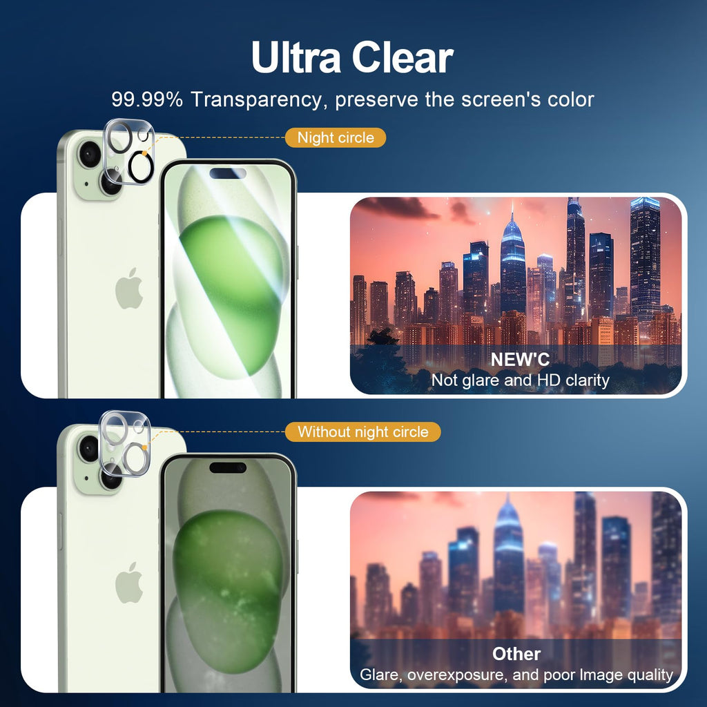 NEW'C for iPhone 16 Pro Screen Protector + Camera Lens Protector + Tool