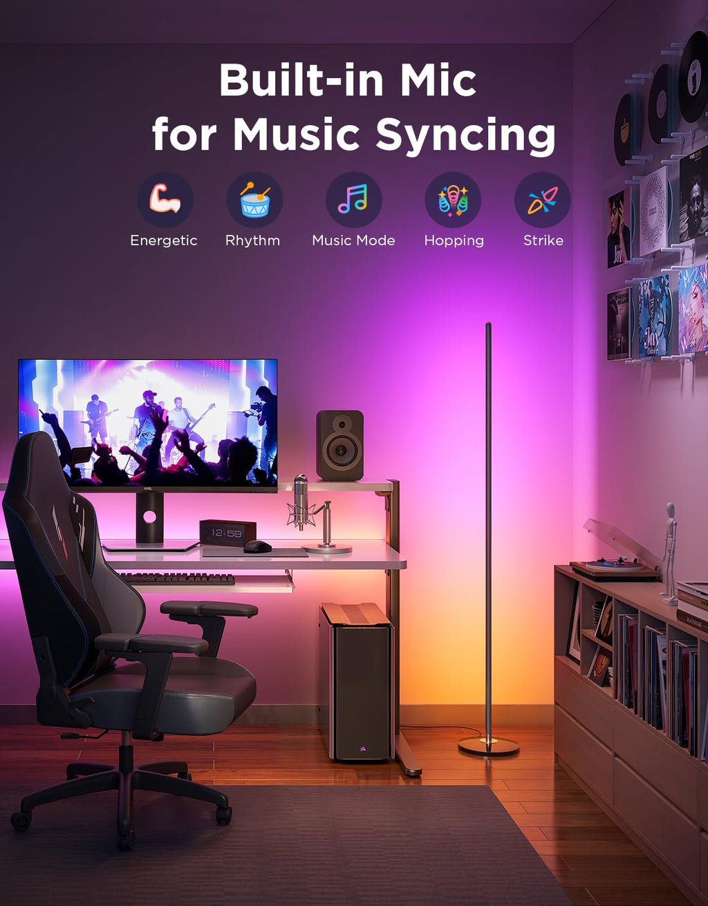 Govee RGBIC Floor Lamp Basic, 1000lm LED Corner Lamp, Champagne