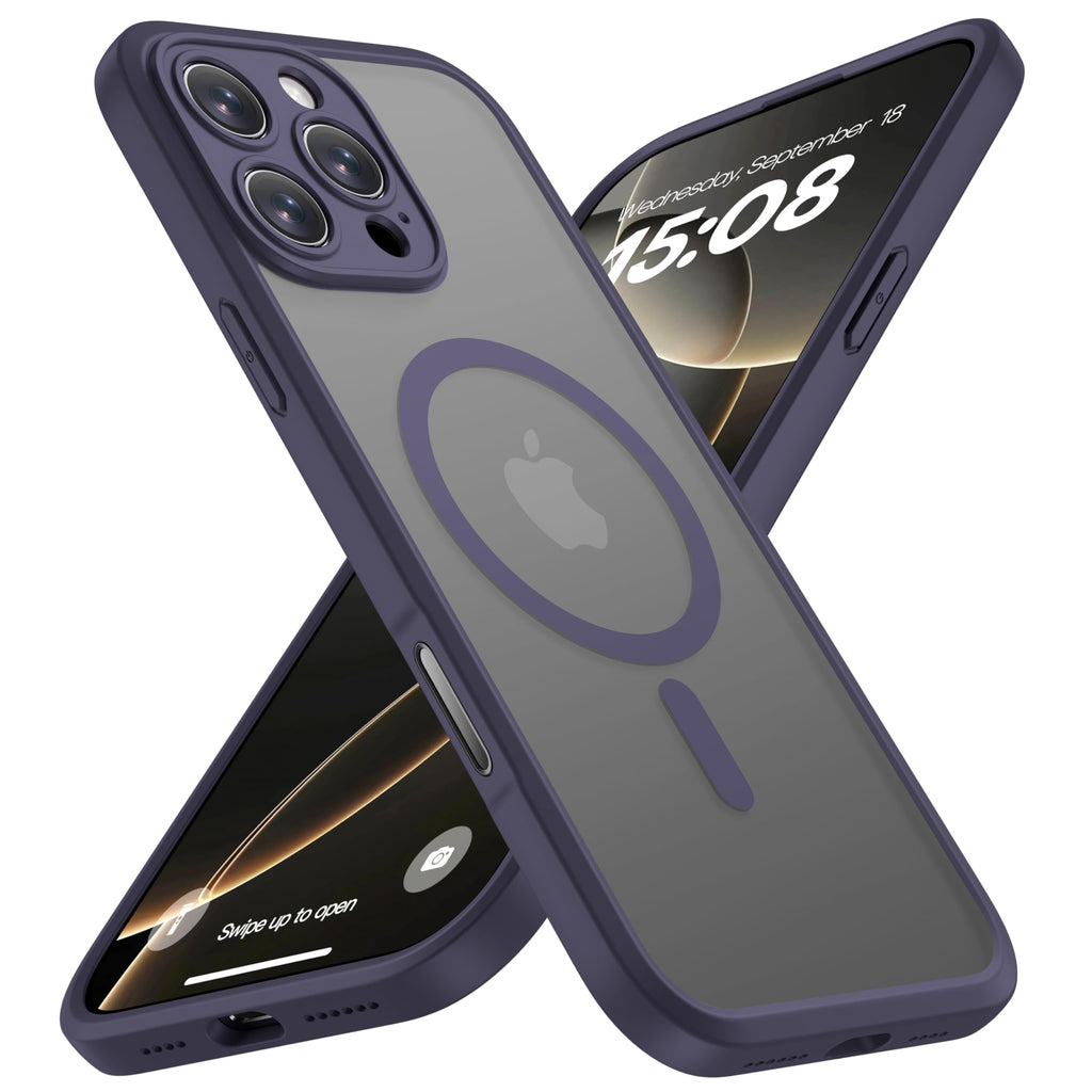 ImpactStrong Magnetic Guard Designed for iPhone 13 Case [Camera Protection] [Military Grade Drop Tested] [Compatible with MagSafe] Slim Translucent Matte Phone Case (6.1") - Black