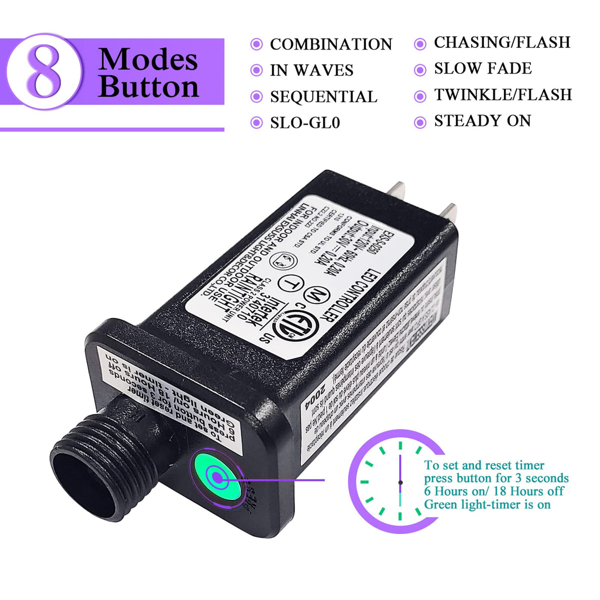 JMEXSUSS 100 LED Orange & Purple Halloween Lights Plug in