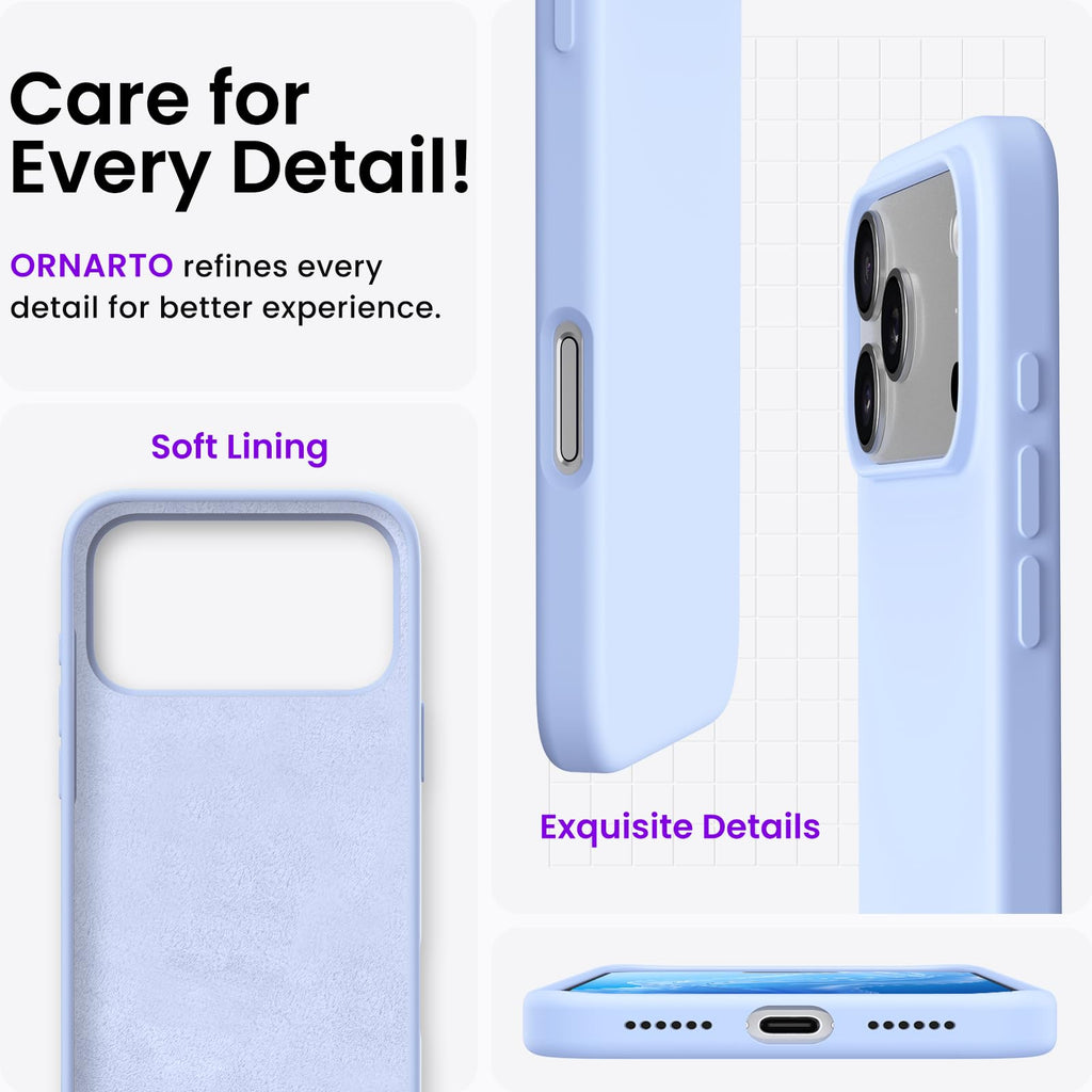 ORNARTO for iPhone 18 Pro Max Case, Liquid Silicone, Cloud Blue