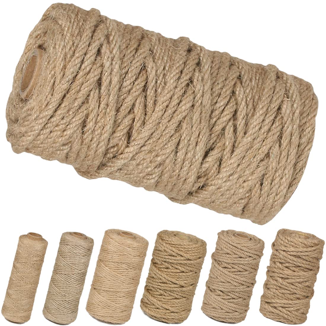 PerkHomy 1100FT Jute Twine String 2mm 3ply Natural Thin Twine for Craft Gardening Gift Wrapping Packing Material Wedding Christmas Decoration Bulk
