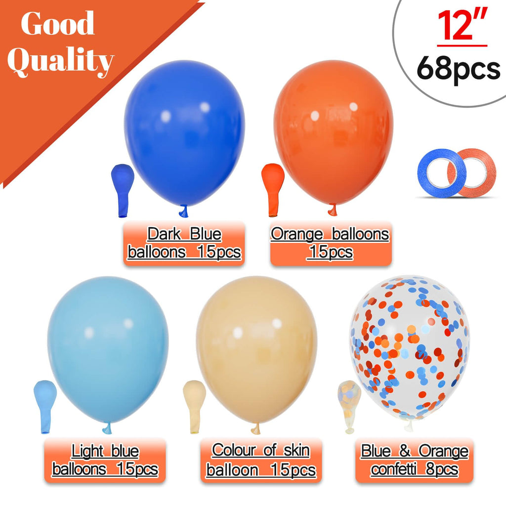 68Pcs Dusty Blue and Champagne Gold Balloons 12 Inch Sand White Pastel Baby Blue Confetti Balloon for Boy Baby Shower Bridal Shower Birthday Wedding Party Decorations.