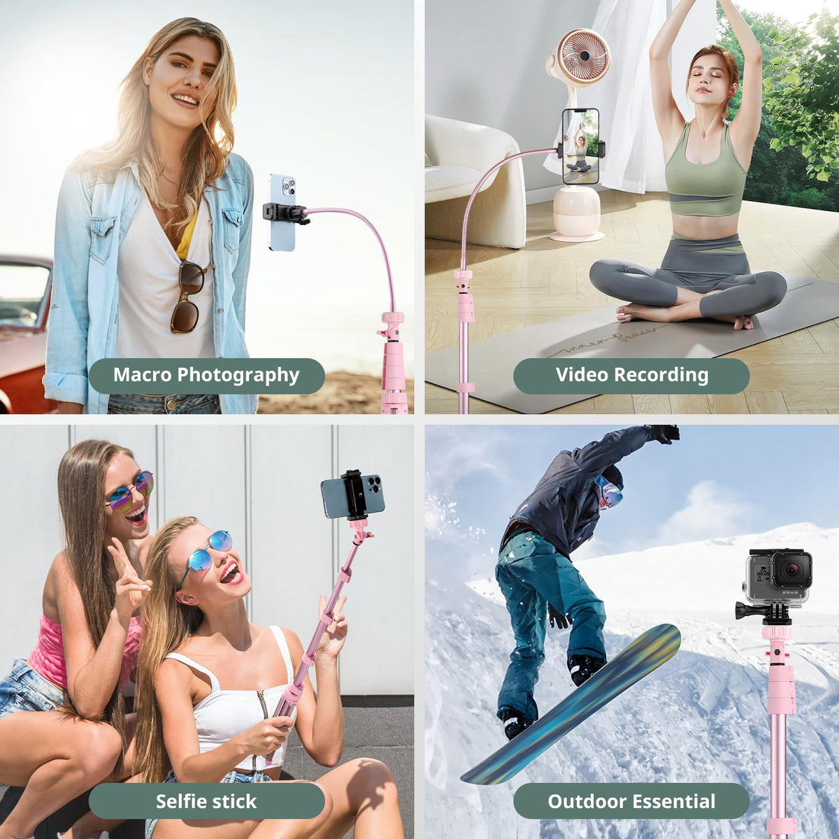 SENSYNE 62" Phone Tripod, Extendable Selfie Stick with Wireless Remote