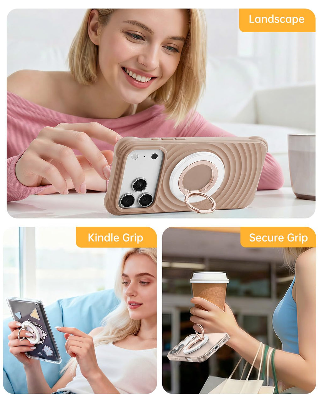 SYNCWIRE for MagSafe Phone Grip, Magnetic Phone Ring Holder Stand Kickstand